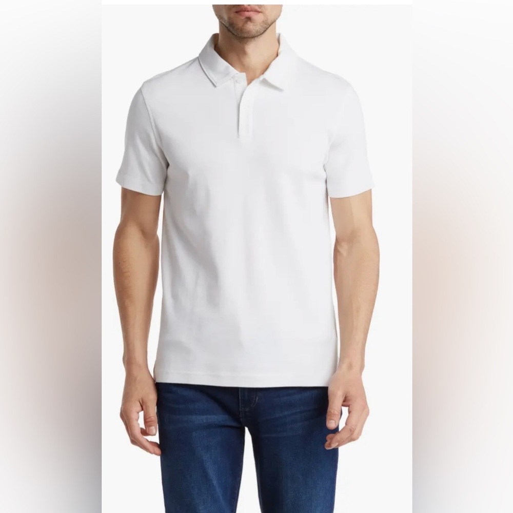 14th & Union Solid Interlock Polo Men’s Size Large in White
